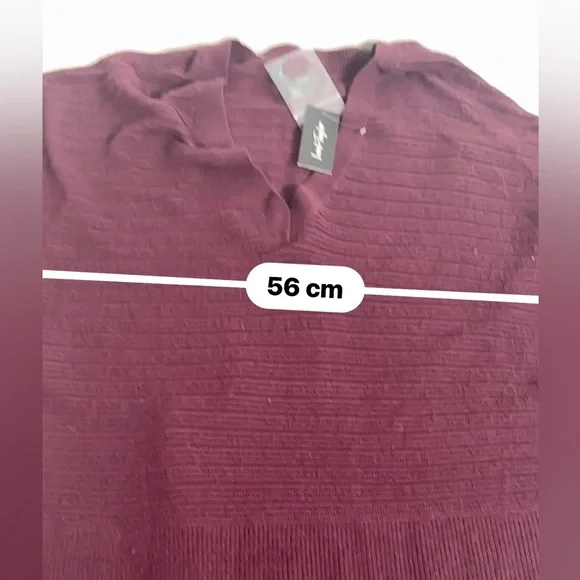 NWT Lord & Taylor New Deep Burgundy V-Neck Structured Top Large soft stretchy - Picture 5 of 8